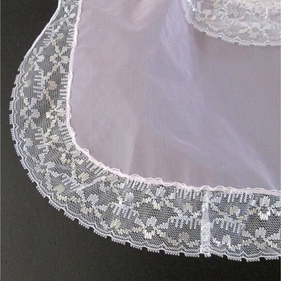 Vintage Beco Originals Miss Helen Half Apron Sheer Fabric Lace Trim Pocket - Picture 5 of 7